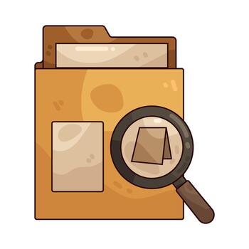 Folder with Documents and Magnifying Glass Illustration vector