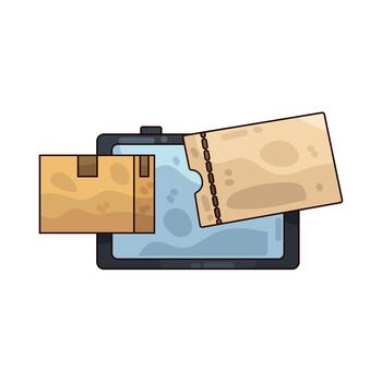 Digital Tablet with Package and Shipping Label vector