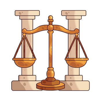 Illustration of Scales of Justice with Columns vector