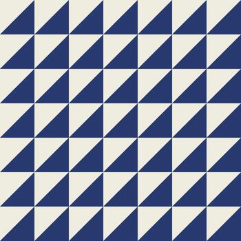Seamless geometric pattern with diagonally into a dark blue triangle and an off-white triangle. vector