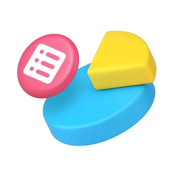 3d Realistic Icon Pie Chart With Highlighted Segment And List For Data Analysis vector