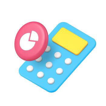 3d Realistic Icon Calculator And Round Chart Diagram For Web Application vector