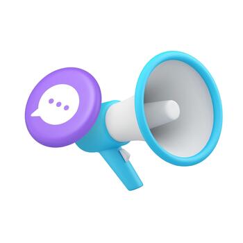 3d Realistic Icon Megaphone With Chat Symbol For Communication And Connection vector