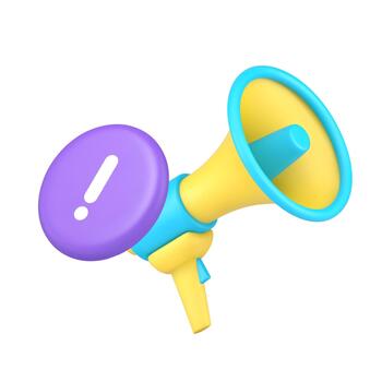 3d Realistic Icon Megaphone And Exclamation Mark For Notification Alert vector