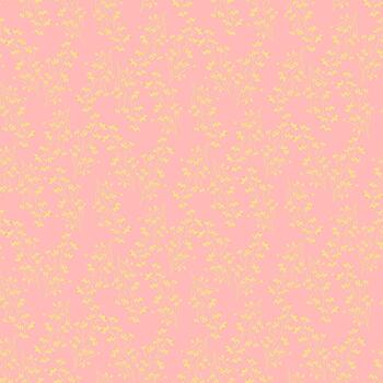 Seamless floral pattern with delicate hand drawn branches and tiny blossoms in soft yellow on a peach background. Light, feminine botanical design for textiles and decor vector