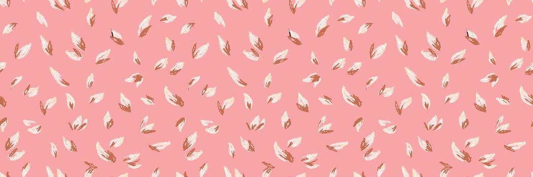 Seamless pattern with soft beige and brown leaves on a pastel pink background. Minimal and elegant botanical design for spring fabric, packaging, and decor vector