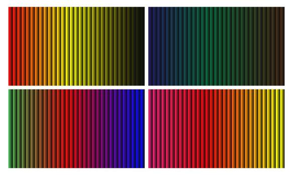 Colorful Gradient Stripes Background with Four Variations and Vertical Lines Design vector