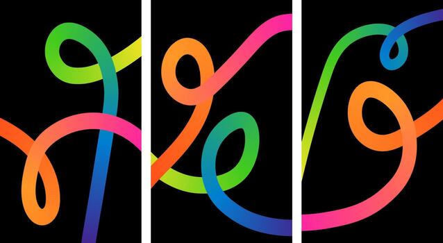 resumen degradado vistoso fluido líneas en negro antecedentes moderno diseño fondo de pantalla vector