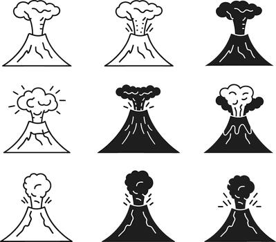 volcán icono conjunto vector