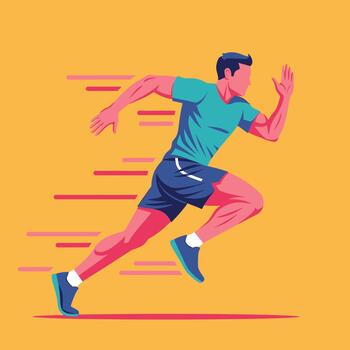 Dynamic Runner Illustration Man in Motion with Speed Lines vector
