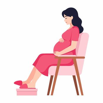 Expectant Mother Resting on Chair vector