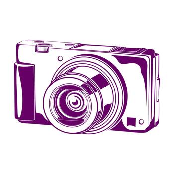 Clean silhouette of a modern compact camera, ideal for technology themes, photography icons, minimal design sets, and creative digital graphics. vector