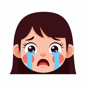A child s sorrow depicted with overflowing tears and a distressed expression vector