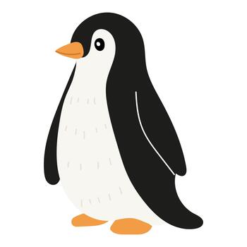 Cute penguin standing on ice with a cheerful expression, ready for an adventure in a cold landscape vector