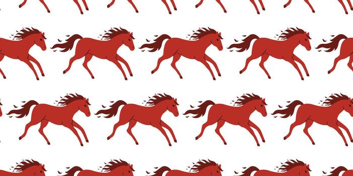rojo caballos corriendo en un modelo en un blanco antecedentes para decorativo propósitos vector