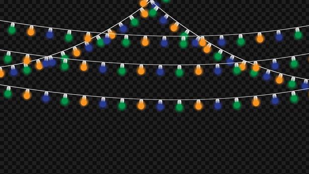 Festive multicolored string lights decoration element for holidays events design vector