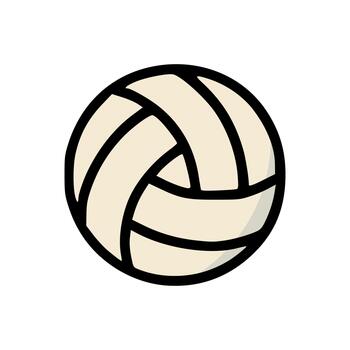 Isolated cream colored volleyball graphic featuring sweeping black groove pattern thick outer stroke simple minimal flat design style vector