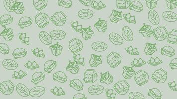 Comida ícone aleatória padronizar ciclo fundo animação, movimento bandeira modelo, ícone animação Projeto elemento video