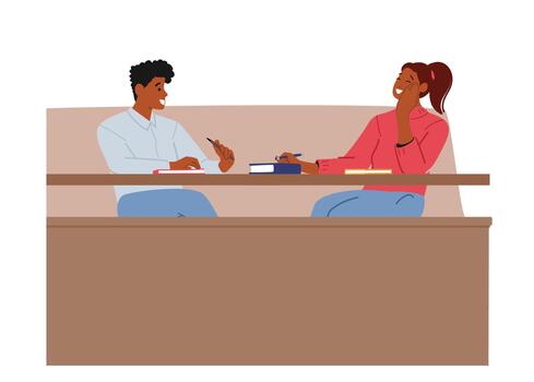 Students Characters on Bored Lecture In College Or University Hall. Class or Auditorium With Young People Laughing vector