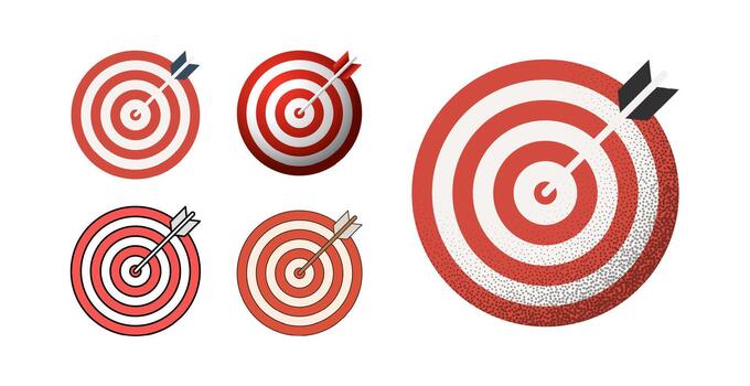 Target mark icon set collection in modern glass styles. Detailed Target symbol illustration perfect for apps and web design vector