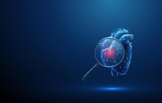 Illustration of heart with magnifying glass vector