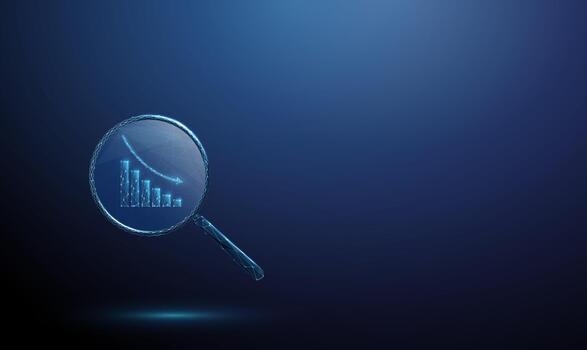 Magnifying glass over data chart vector