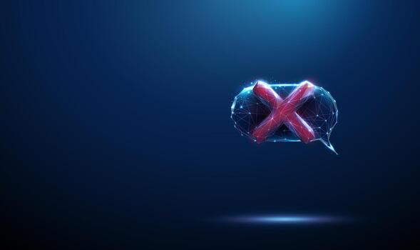 3D digital error sign in chat bubble vector