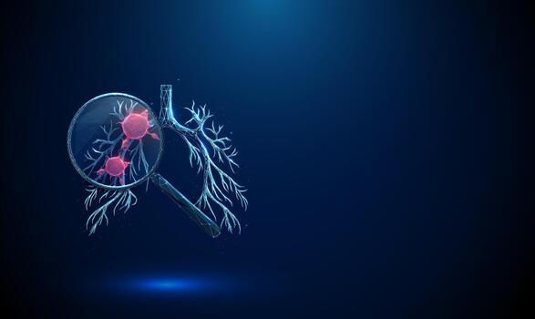 Magnifying glass over cellular structures vector