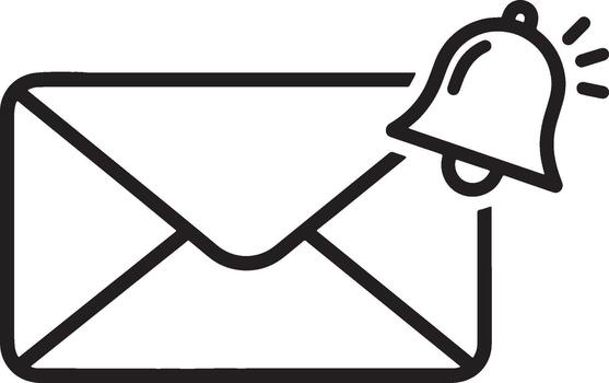 nuevo mensaje alerta con sobre y El sonar campana vector