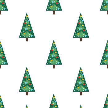 Navidad árbol en plano estilo sin costura modelo. antecedentes para Navidad diseño de envase papel, cubiertas, tela, textiles. saludo tarjetas concepto de Navidad y nuevo año vector