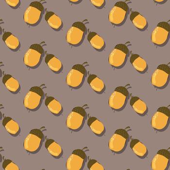 Cute autumn seamless pattern with oak acorn. background for design textile or backdrop vector