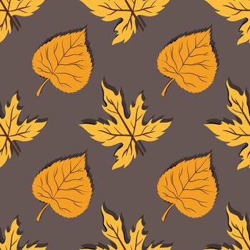 linda otoño sin costura modelo con diferente hoja arce y tilo vector