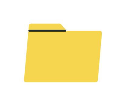 Minimal yellow folder icon representing digital file organization, document management, data storage, computer directory structure, office archiving system and structured information workflow. vector