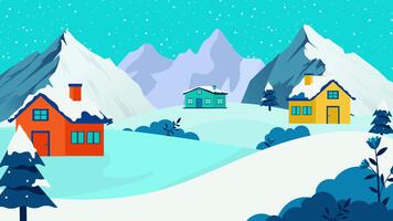 inverno neve scena sfondo animazione ciclo continuo con i fiocchi di neve caduta senza soluzione di continuità movimento grafica video