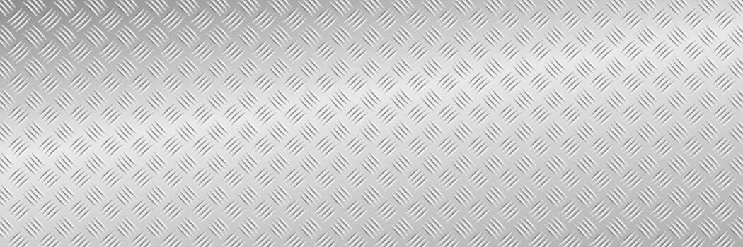 Polished silver diamondplate metal sheet texture with subtle chrome lattice pattern providing a durable industrial surface for background and material art uses vector