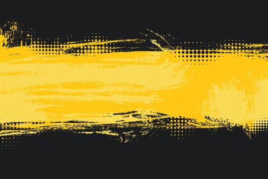Grunge Yellow Abstract Banner with Halftone Dots Pattern. Yellow and black grungy style background. vector
