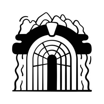 Futuristic gateway doodle style icon, access to advanced digital world. vector