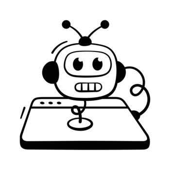 Cute robot chatbot used for AI conversation and automation, trendy icon. vector