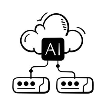 Well designed hand drawn icon of ai cloud network. vector