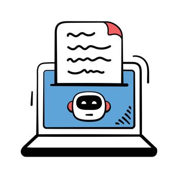 Hand drawn icon of ai writing tool generating digital content automatically vector