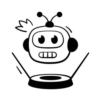 Well designed icon of AI robot appearing as a futuristic hologram projection. vector