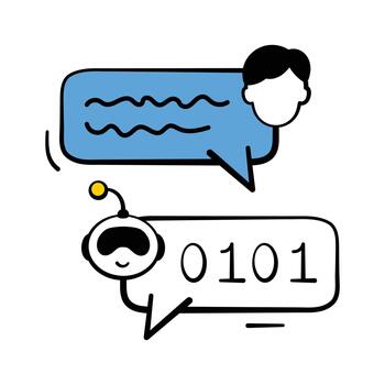 An eye catching hand drawn icon of robot conversation, ready to use vector