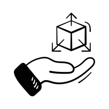 Trendy hand drawn icon of 3D object creation and modeling. vector