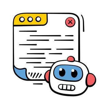 Hand drawn icon of smart AI assistant helping with tasks and productivity vector