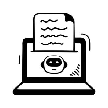 Hand drawn icon of ai writing tool generating digital content automatically. vector