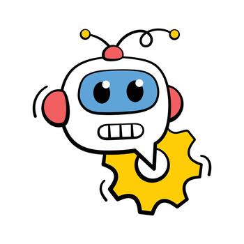 Robot symbolizing coding and development of AI technology, modern trendy icon vector