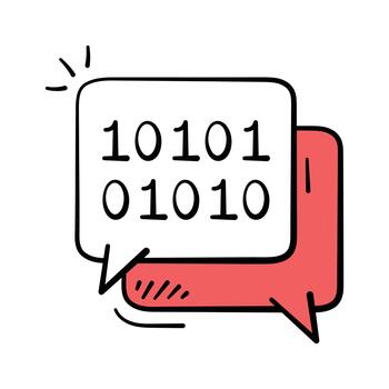 Binary code communication hand drawn design vector