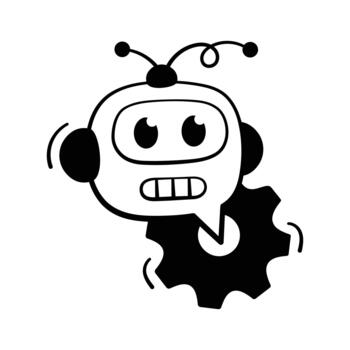 Robot symbolizing coding and development of AI technology, modern trendy icon. vector