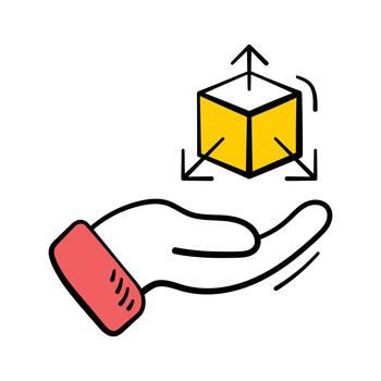 Trendy hand drawn icon of 3D object creation and modeling vector