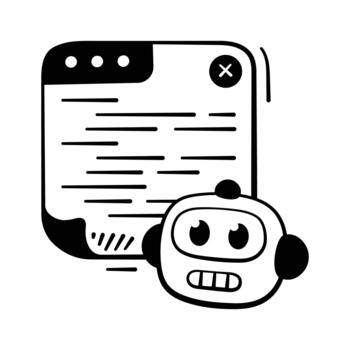 Hand drawn icon of smart AI assistant helping with tasks and productivity. vector
